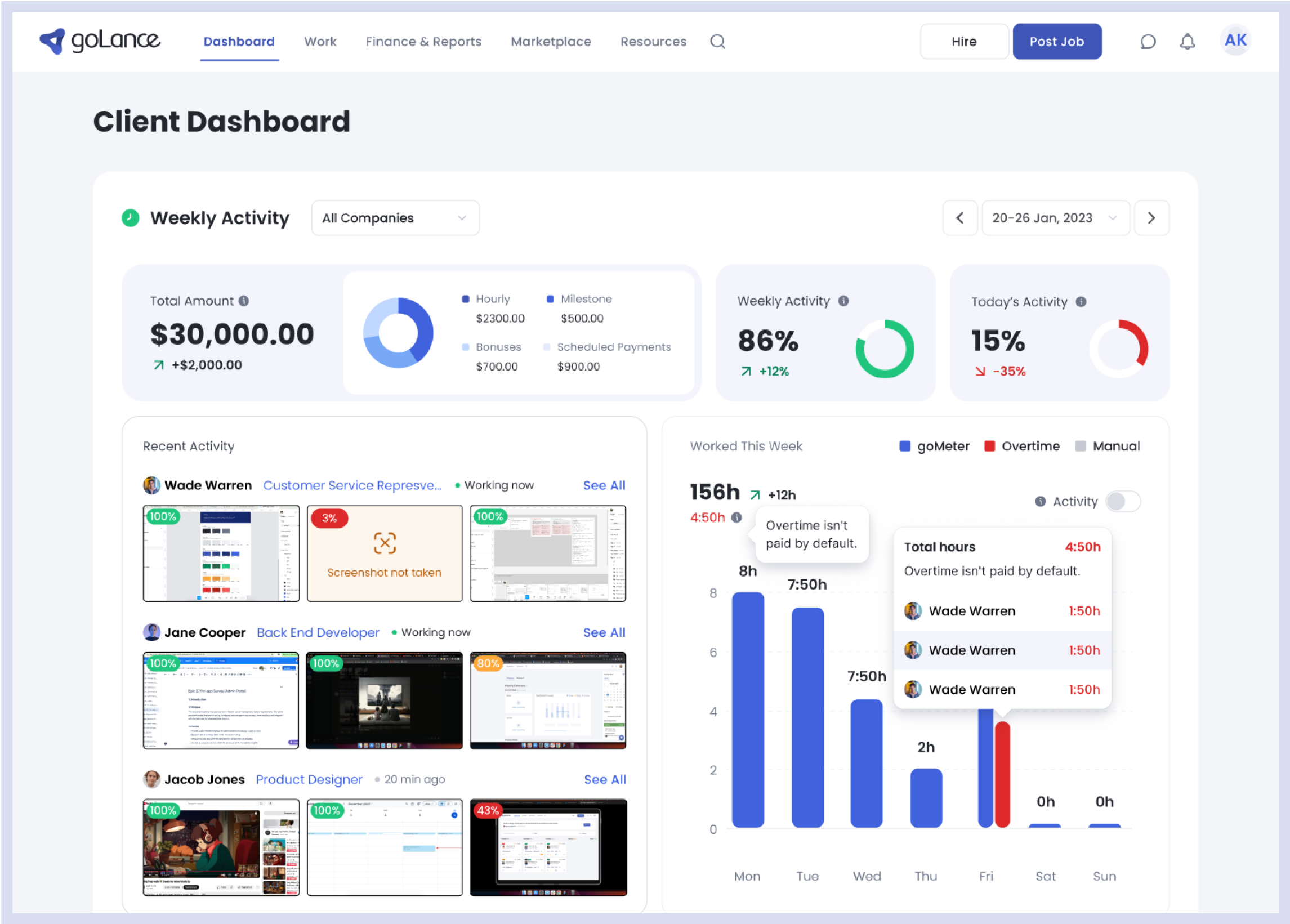 Client dashboard